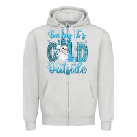 Dove Grey baby its cold outside Zipper Hoodie - NancyCooperArtShop