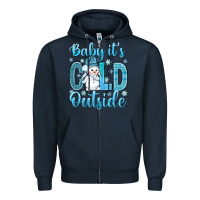 Navy baby its cold outside Zipper Hoodie - NancyCooperArtShop