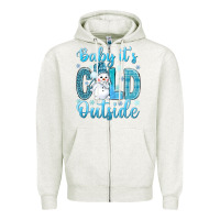 Oatmeal Heather baby its cold outside Zipper Hoodie - NancyCooperArtShop