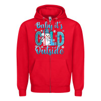 Red baby its cold outside Zipper Hoodie - NancyCooperArtShop