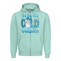 Seafoam baby its cold outside Zipper Hoodie - NancyCooperArtShop