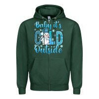 Sports Green baby its cold outside Zipper Hoodie - NancyCooperArtShop