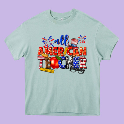 All American Teacher Heavy Core Tee Designed By Texasbilliewilder