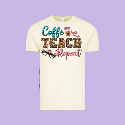 Coffee Teach Repeat Vintage Tee Designed By Bundleandbundleshop