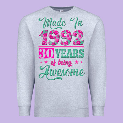 Made In 1992, 30 Years Of Being Awesome Premium Sweatshirt Designed By Jasminsmagicworld