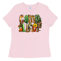 Bubblegum Pink camp life Ladies Tee - RanaPortraitStore