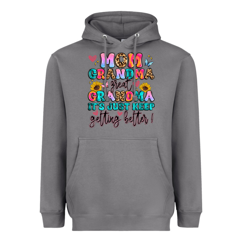 Mom Grandma Great Grandma It's Just Keeps Getting Heavyweight Hoodie by Artiststas | Teevron