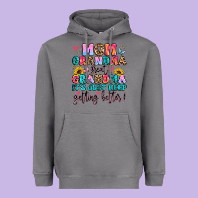Mom Grandma Great Grandma It's Just Keeps Getting Heavyweight Hoodie Designed By Artiststas