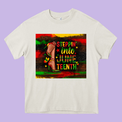 Steppin Into Juneteenth Heavy Core Tee Designed By Zillion Design Studio