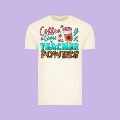 Coffee Gives Me Teacher Powers Vintage Tee Designed By Bundleandbundleshop