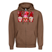 Chestnut valentines day gnomies with heart balloon Zipper Hoodie - NancyCooperArtShop