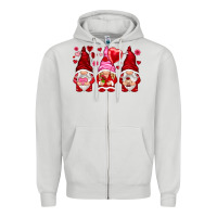 Dove Grey valentines day gnomies with heart balloon Zipper Hoodie - NancyCooperArtShop