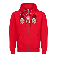 Red valentines day gnomies with heart balloon Zipper Hoodie - NancyCooperArtShop