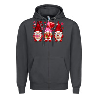 Smoke valentines day gnomies with heart balloon Zipper Hoodie - NancyCooperArtShop