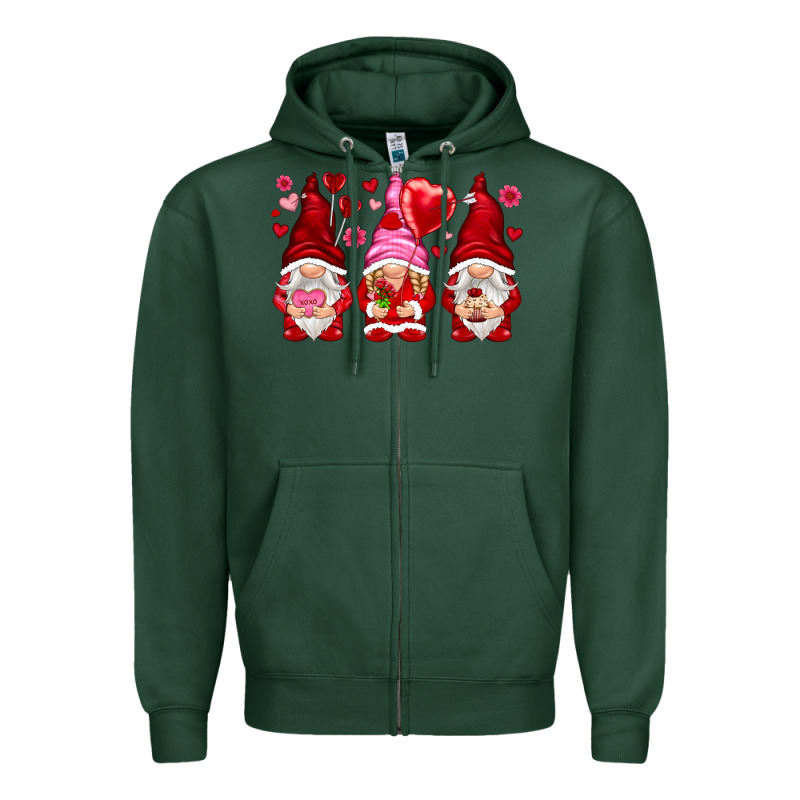 Valentines Day Gnomies With Heart Balloon Zipper Hoodie by NancyCooperArtShop | Teevron