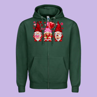 Valentines Day Gnomies With Heart Balloon Zipper Hoodie Designed By Nancycooperartshop
