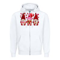 White valentines day gnomies with heart balloon Zipper Hoodie - NancyCooperArtShop