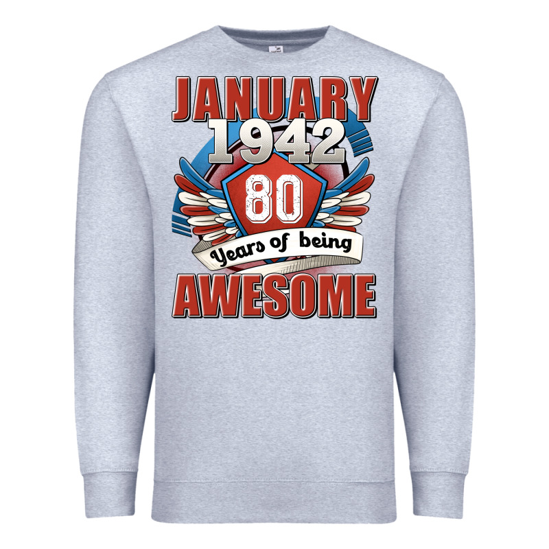 January 1942 80 Years Of Being Awesome Premium Sweatshirt by Jasminsmagicworld | Teevron