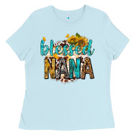 Baby Blue blessed nana with sunflowers Ladies Tee - texasbilliewilder