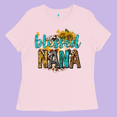 Blessed Nana With Sunflowers Ladies Tee Designed By Texasbilliewilder