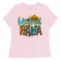 Bubblegum Pink blessed nana with sunflowers Ladies Tee - texasbilliewilder