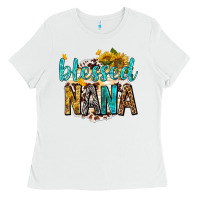 White blessed nana with sunflowers Ladies Tee - texasbilliewilder