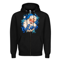 Black believe winter christmas santa claus Zipper Hoodie - MaliasSmallBusiness