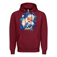Burgundy believe winter christmas santa claus Zipper Hoodie - MaliasSmallBusiness