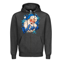 Charcoal Heather believe winter christmas santa claus Zipper Hoodie - MaliasSmallBusiness