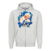Dove Grey believe winter christmas santa claus Zipper Hoodie - MaliasSmallBusiness