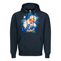 Navy believe winter christmas santa claus Zipper Hoodie - MaliasSmallBusiness