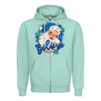 Seafoam believe winter christmas santa claus Zipper Hoodie - MaliasSmallBusiness