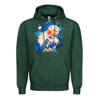 Sports Green believe winter christmas santa claus Zipper Hoodie - MaliasSmallBusiness