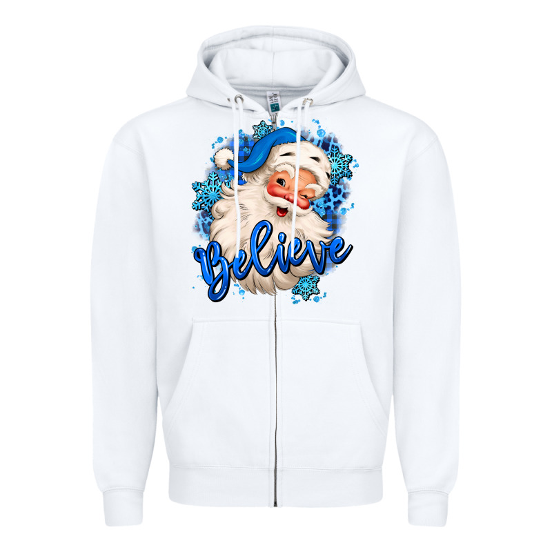 Believe Winter Christmas Santa Claus Zipper Hoodie by MaliasSmallBusiness | Teevron