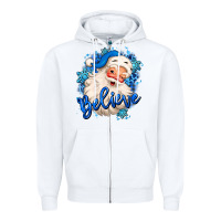 White believe winter christmas santa claus Zipper Hoodie - MaliasSmallBusiness