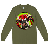 Army Green Christmas Cow Long Sleeve Tee - Jasminsmagicworld