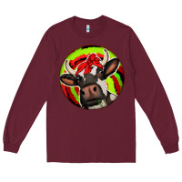 Burgundy Christmas Cow Long Sleeve Tee - Jasminsmagicworld