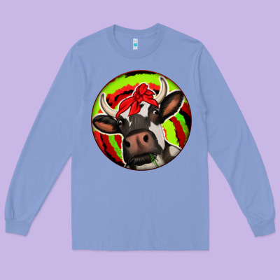 Christmas Cow Long Sleeve Tee Designed By Jasminsmagicworld