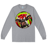 Heather Grey Christmas Cow Long Sleeve Tee - Jasminsmagicworld