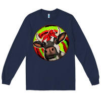 Navy Christmas Cow Long Sleeve Tee - Jasminsmagicworld
