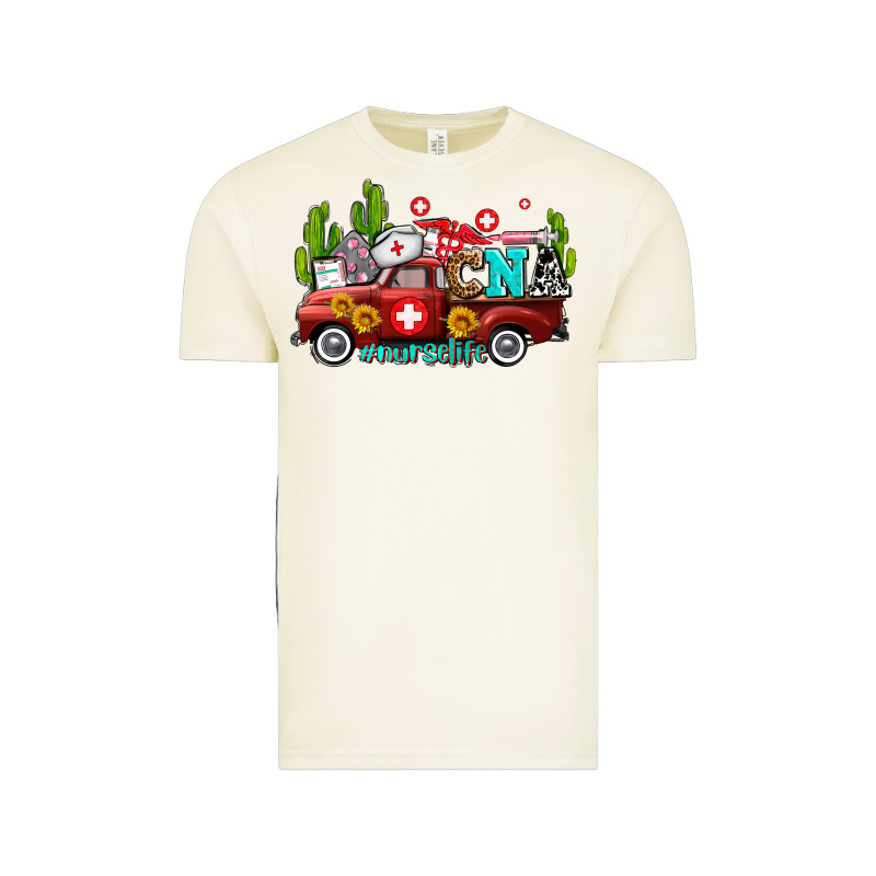 Cna Nurse Truck With Cactus And Sunflowers Vintage Tee by AdoDesignShop | Teevron