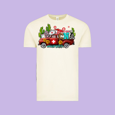 Cna Nurse Truck With Cactus And Sunflowers Vintage Tee Designed By Adodesignshop