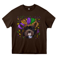 Chocolate Brown mardi gras hat havanese dog Heavy Core Tee - RanaPortraitStore