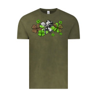 Vintage Olive Western Cowhide Leopard Glitter Shamrocks Vintage Tee - Jasminsmagicworld