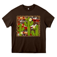 Chocolate Brown aztec cowhide cactus background Heavy Core Tee - Artiststas