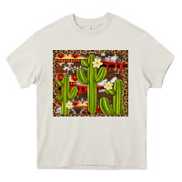 Cream aztec cowhide cactus background Heavy Core Tee - Artiststas