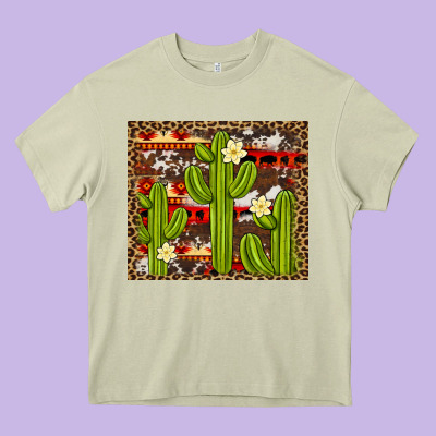 Aztec Cowhide Cactus Background Heavy Core Tee Designed By Artiststas