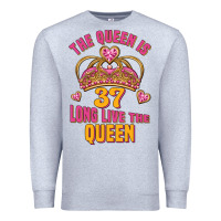 Heather Grey the queen is 37 long live the queen kopya Premium Sweatshirt - Jasminsmagicworld