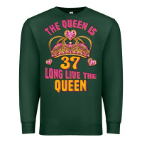 Sports Green the queen is 37 long live the queen kopya Premium Sweatshirt - Jasminsmagicworld