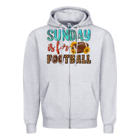 Heather Grey sunday is for football Zipper Hoodie - NancyCooperArtShop